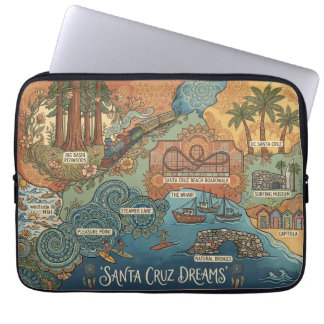 Santa Cruz California Droomkaart – Levendige Kust Laptop Sleeve