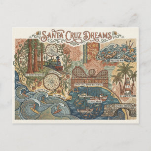 Santa Cruz California Droomkaart UCSC Surfen Briefkaart