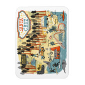 Santa Cruz California Illustrated Map Magneet (Verticaal)