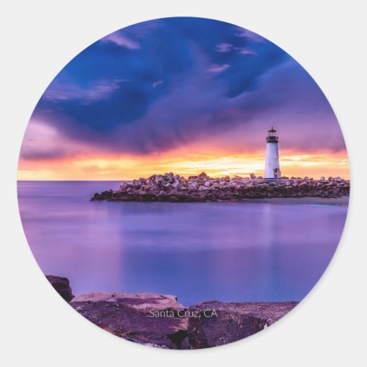 Santa Cruz, California Lighthouse, Ronde Sticker (Voorkant)