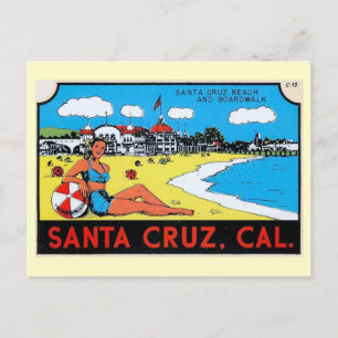 Santa Cruz, California Luggage Label  Briefkaart