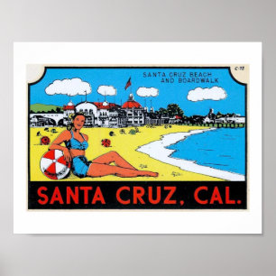 Santa Cruz, California Luggage Label  Poster