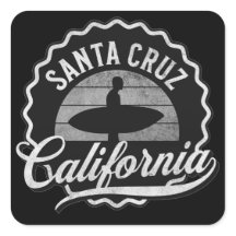 Santa Cruz California Surfing Black White Vintage