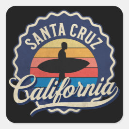 Santa Cruz California Surfing Retro Art Vierkante Sticker