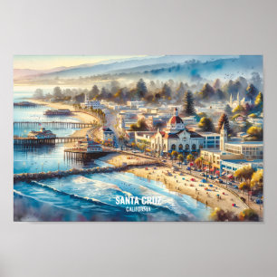 Santa Cruz California Travel Places waterverf Poster