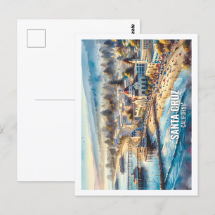 Santa Cruz California USA Famous Place waterverf Briefkaart