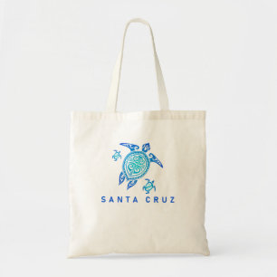 Santa Cruz California Zee Blue Tribal Turtle Tote Bag