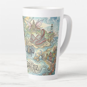 Santa Cruz Californië Geïllustreerde Kaart Mythisc Latte Mok