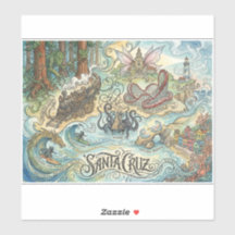 Santa Cruz Californië Geïllustreerde kaart Mythisc