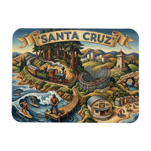 Santa Cruz Californië Geïllustreerde kaart UCSC St Magneet
