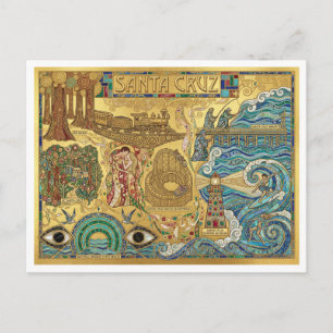 Santa Cruz Californië Mozaïekkaart Promenade Stran Briefkaart