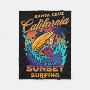 Santa Cruz Californië Surfen Skelet Zonsondergang Fleece Deken
