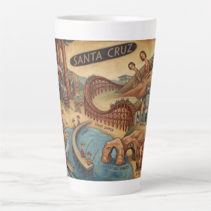Santa Cruz Californië Whimsical Kaart UCSC Boardwa Latte Mok