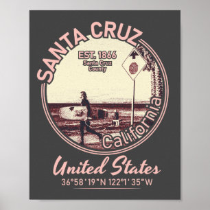 SANTA CRUZ CITY - CALIFORNIA - SURFING  POSTER
