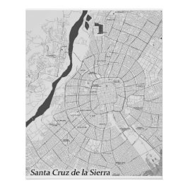 Santa Cruz de la Sierra, kaart poster Perfect Poster