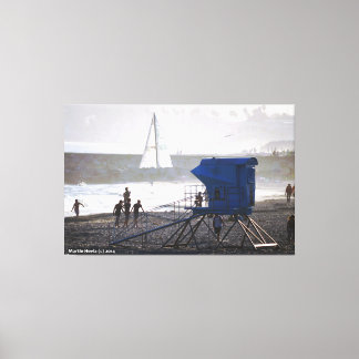 Santa Cruz Lifeguard House & Sailboat II Canvas Afdruk