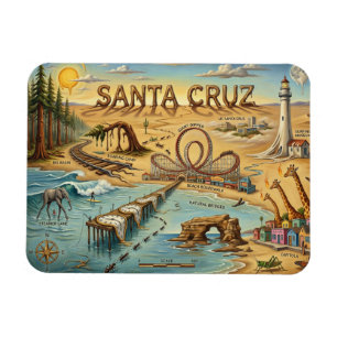 Santa Cruz Pop Art Kaart – Krachtig Kustmarkerings Magneet