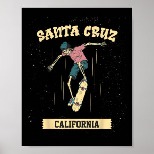 Santa Cruz Skelet Surfing En Skateboarden Poster