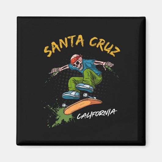 Santa-cruz Skeleton Skateboard Beach Funny Hallowe Magneet (Voorkant)