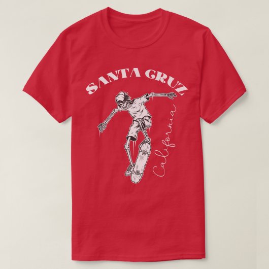 Santa Cruz Skeleton Skateboarder Design T-shirt (Design voorkant)