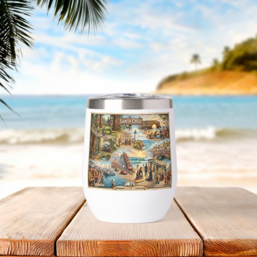 Santa Cruz Vibe Map – Cultural Coastal Art Print (Plage (pivotée))