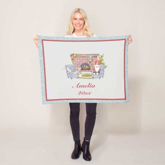Santa Custom Name Year Keepomwille Fleece Blanket Deken (In situ)