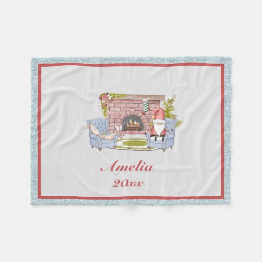 Santa Custom Name Year Keepomwille Fleece Blanket Deken (Voorkant (Horizontaal))