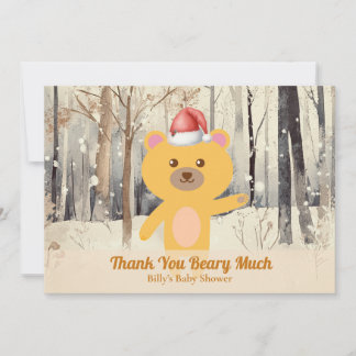 Santa Cute Bear Baby Shower Custom Thank You Card Feestdagenkaart