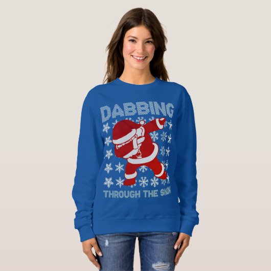 Santa Dabbing door de sneeuwtrui Funny T-shirt (Voorkant volledig)