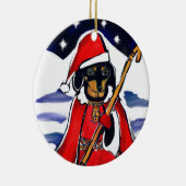 SANTA DACHSHUND KERAMISCH ORNAMENT (Rechts)