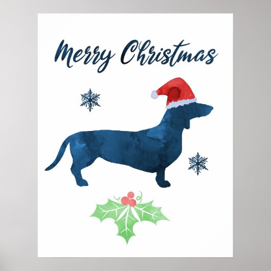 Santa Dachshund - Kersthond Poster (Voorkant)