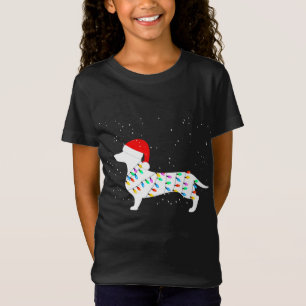 Santa Dachshund Kerstverlichting Dachshund Pyjama T-shirt