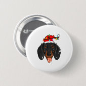 Santa Dachshund Light Christmas  Ronde Button 5,7 Cm (Voorkant /achterkant)