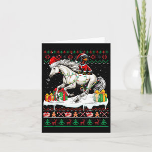 Santa Dachshund Riding Horse Christmas Sweater Lov Kaart