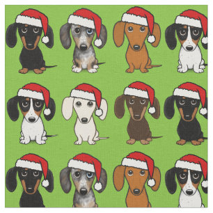 Santa Dachshunds Schattige Wiener Dogs Christmas Stof