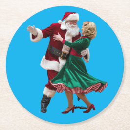 Santa Dancing Paper Coaster Ronde Kartonnen Onderzetter
