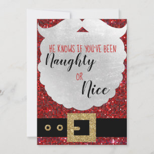 Santa Define Naughty CHristmas Kaart, kerstclausul Feestdagenkaart