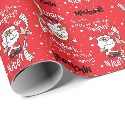 Santa Define Naughty of Nice | Kerstmis Cadeaupapier (Rol Hoek)