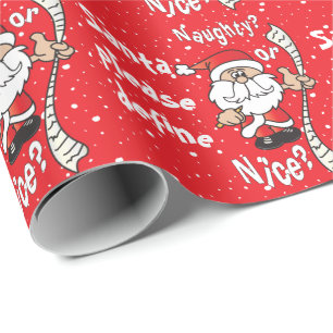 Santa Define Naughty of Nice   Kerstmis Cadeaupapier
