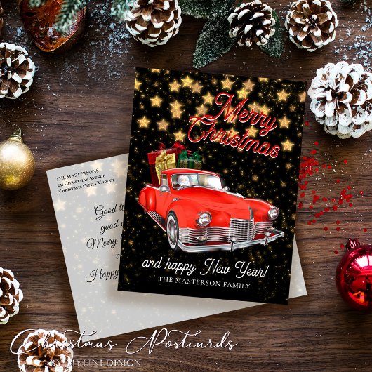  Santa Delivery Auto Kerstmis Groeten Briefkaart