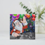 Santa DJ Disco Kerstmis / Nieuwjaar Uitnodiging (Staand voorkant)