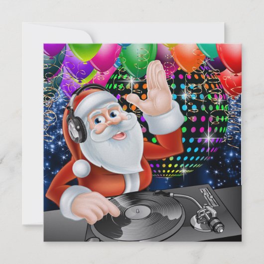 Santa DJ Disco Kerstmis / Nieuwjaar Uitnodiging (Voorkant)