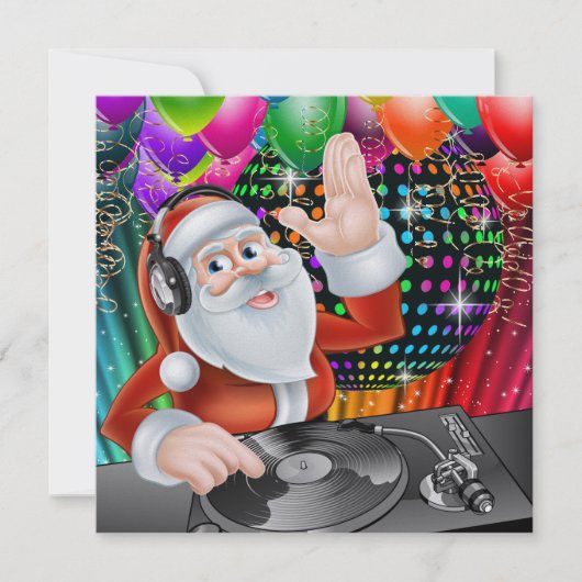 Santa DJ Disco Kerstmis / Nieuwjaar Uitnodiging (Voorkant)