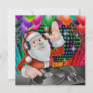 Santa DJ Disco Kerstmis / Nieuwjaar Uitnodiging