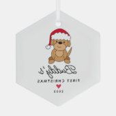Santa Dog First kerstpas Glas Ornament (Achterkant)