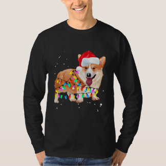 Santa Dog Kerstmis Kerstboom Lichtjes Vakantie T-shirt