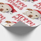 Santa Dog Merry Pitmas Funny Pitbull Kerstmis Cadeaupapier (Hoek)