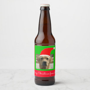 Santa Dog Vrolijk kerstfeest van (Jouw tekst) Bier Etiket