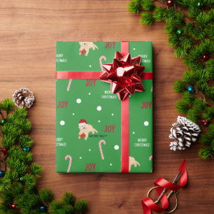 Santa Dogs Crabs Candy Canes Gift Wrap Roll Cadeaupapier