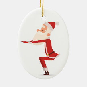 Santa Doing Yoga Keramisch Ornament